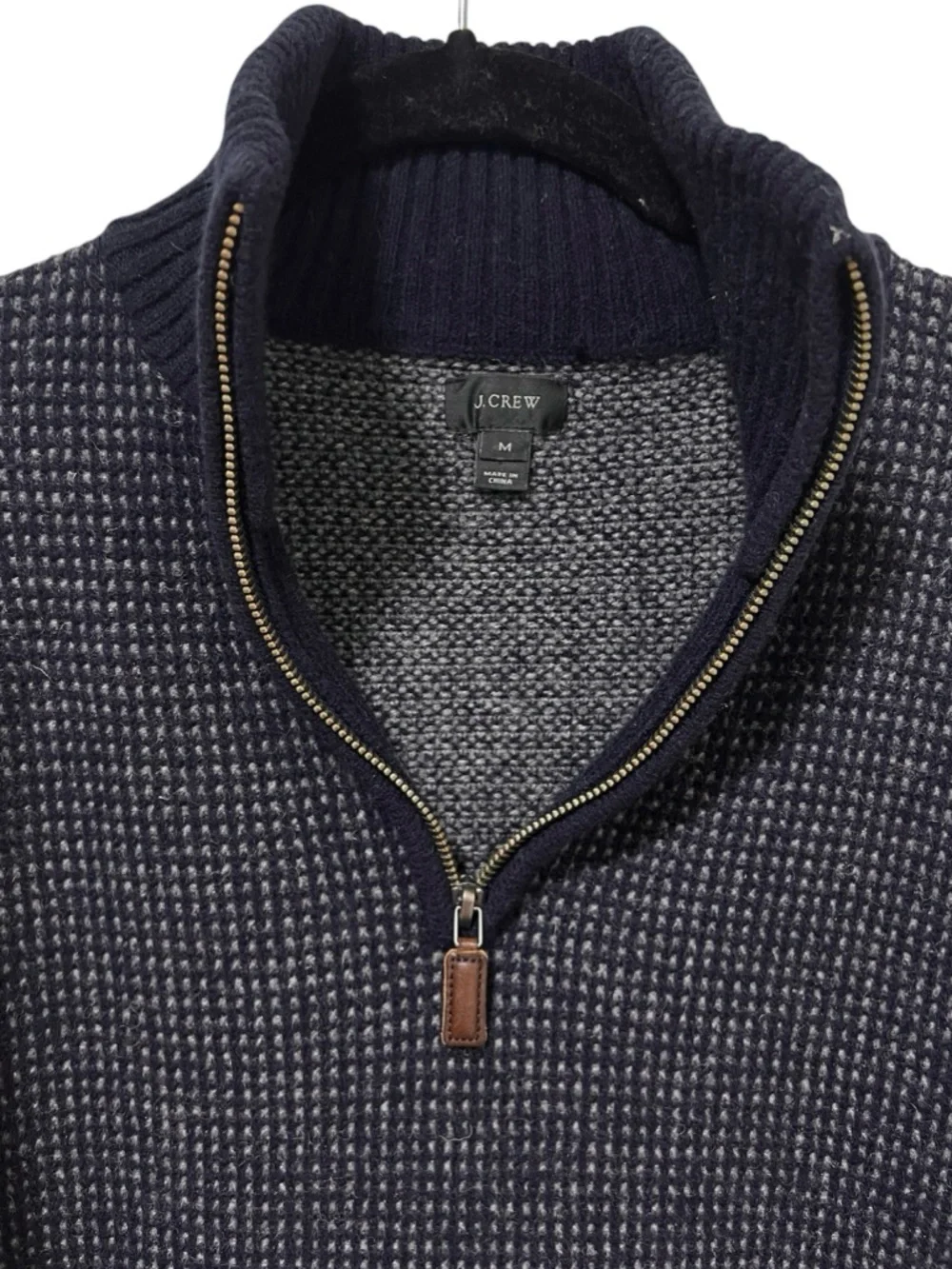J.Crew Navy Lambswool Quarter-Zip Pullover Sweater M